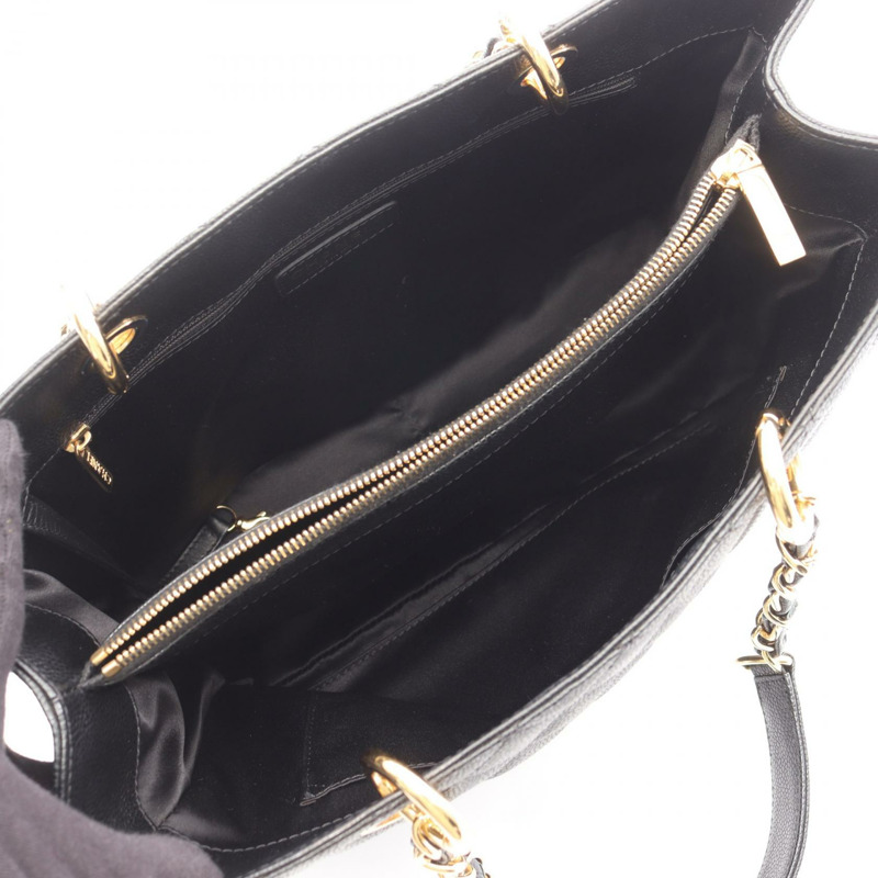 香奈兒 (CHANEL) Matelasse Grand Shopping GST 手提包，鏈條肩背包，黑色皮革，金色五金，CC-2