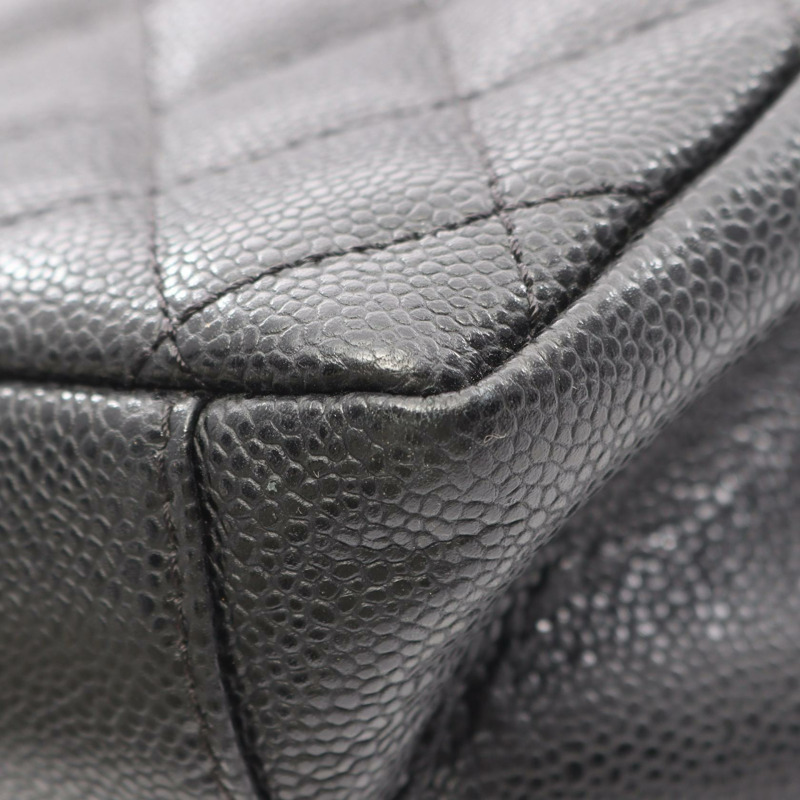 香奈兒 (CHANEL) Matelasse Grand Shopping GST 手提包，鏈條肩背包，黑色皮革，金色五金，CC-9