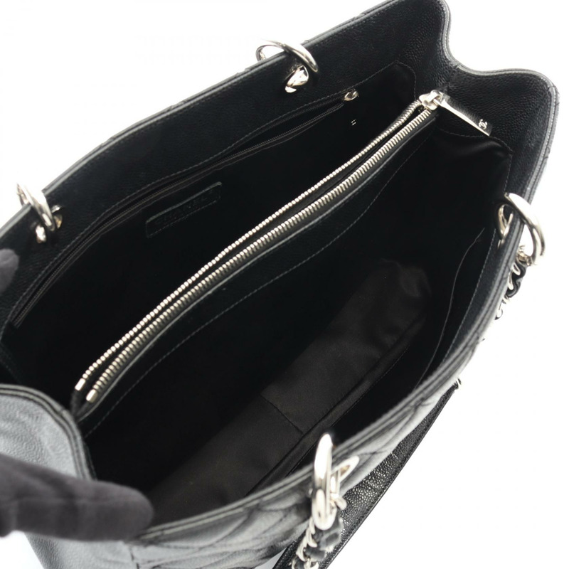 香奈兒 (CHANEL) Matelasse Grand Shopping GST 手提鏈條肩包，黑色皮革 COCO-2