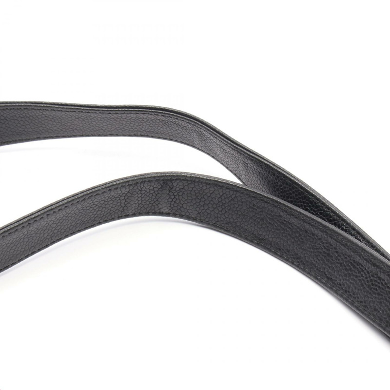 香奈兒 COCO 標誌鏈條肩背包,黑色皮革,二手,女士,金色五金 CC-5