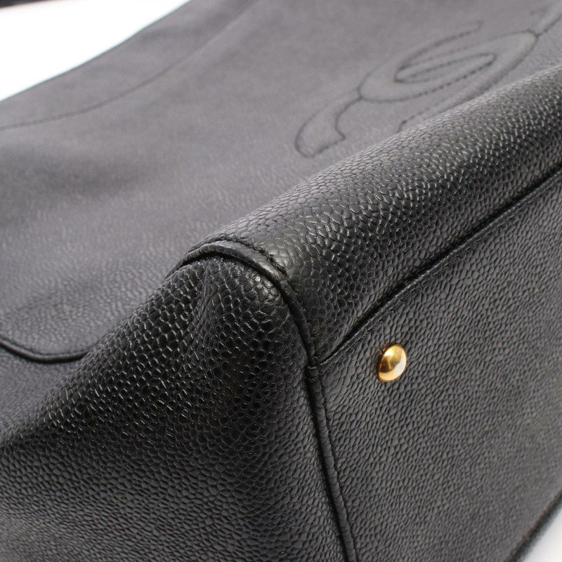 香奈兒 COCO 標誌鏈條肩背包,黑色皮革,二手,女士,金色五金 CC-6