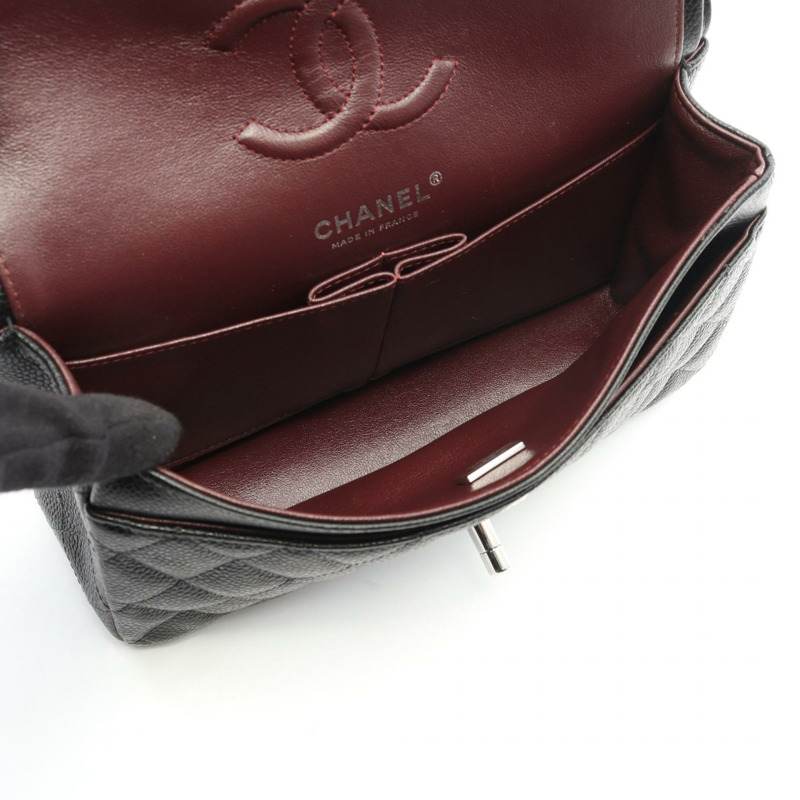 香奈兒 (CHANEL) Matelasse W 翻蓋鏈條單背包 A01113 小牛皮 黑色 二手 女士-2