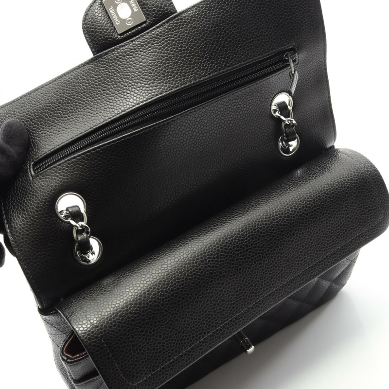 香奈兒 (CHANEL) Matelasse W 翻蓋鏈條單背包 A01113 小牛皮 黑色 二手 女士-6