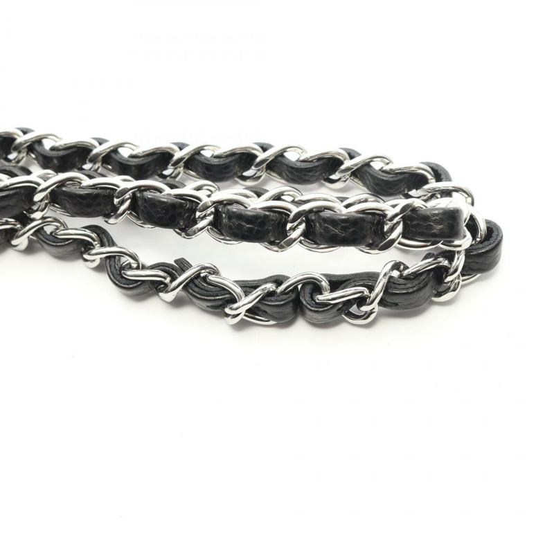 香奈兒 (CHANEL) Matelasse W 翻蓋鏈條單背包 A01113 小牛皮 黑色 二手 女士-9