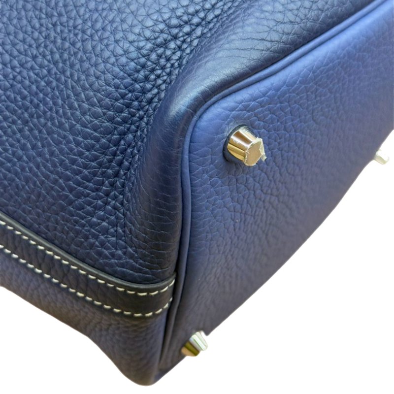 [ 2443］愛馬仕  Hermès  Picotin 18 (普魯士藍）手提包 TC皮   銀扣-5
