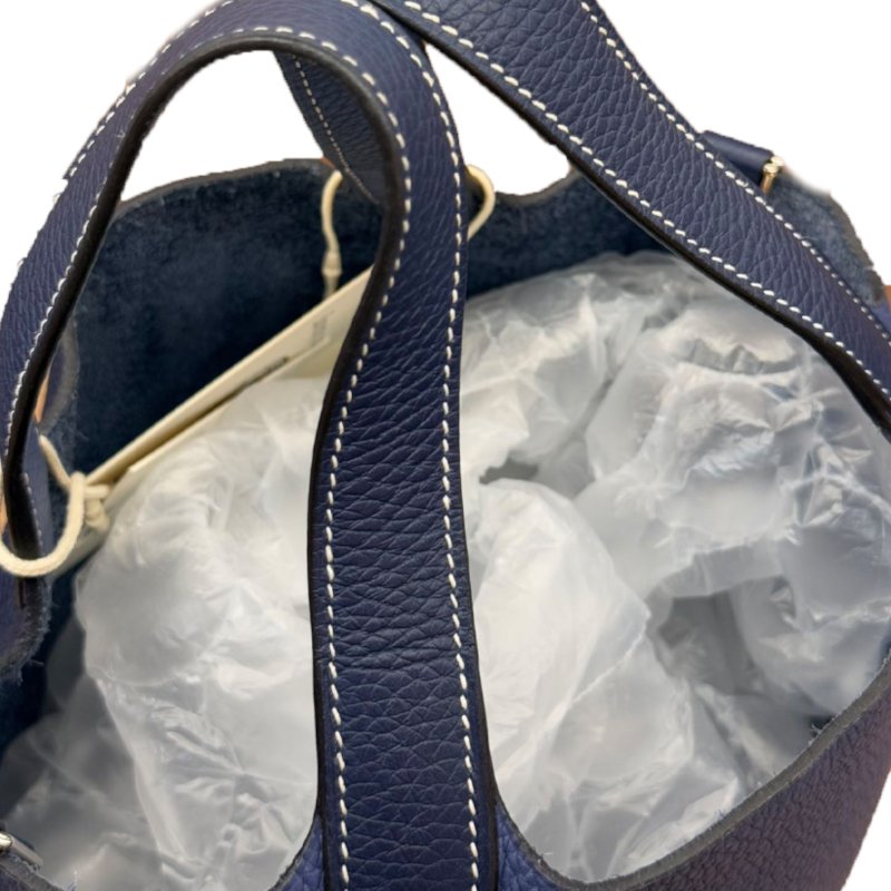 [ 2443］愛馬仕  Hermès  Picotin 18 (普魯士藍）手提包 TC皮   銀扣-7
