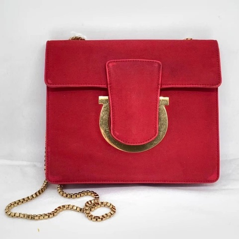 Salvatore Ferragamo Thalia鏈條單肩包 紅色 金扣