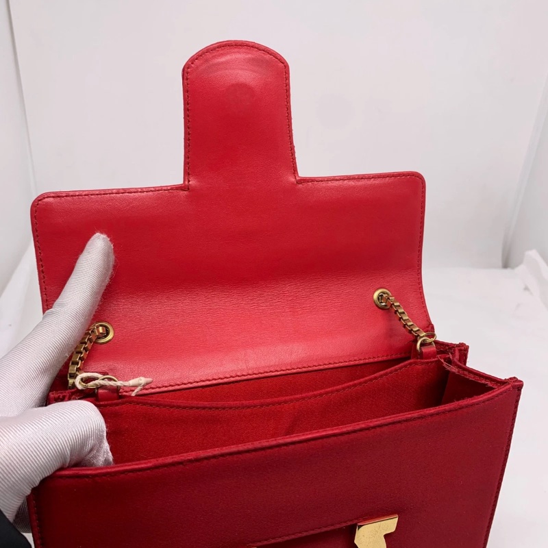 Salvatore Ferragamo Thalia鏈條單肩包 紅色 金扣-4