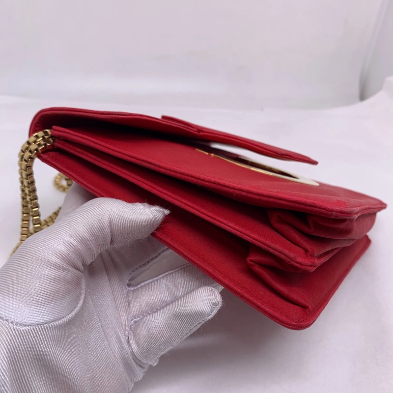 Salvatore Ferragamo Thalia鏈條單肩包 紅色 金扣-7