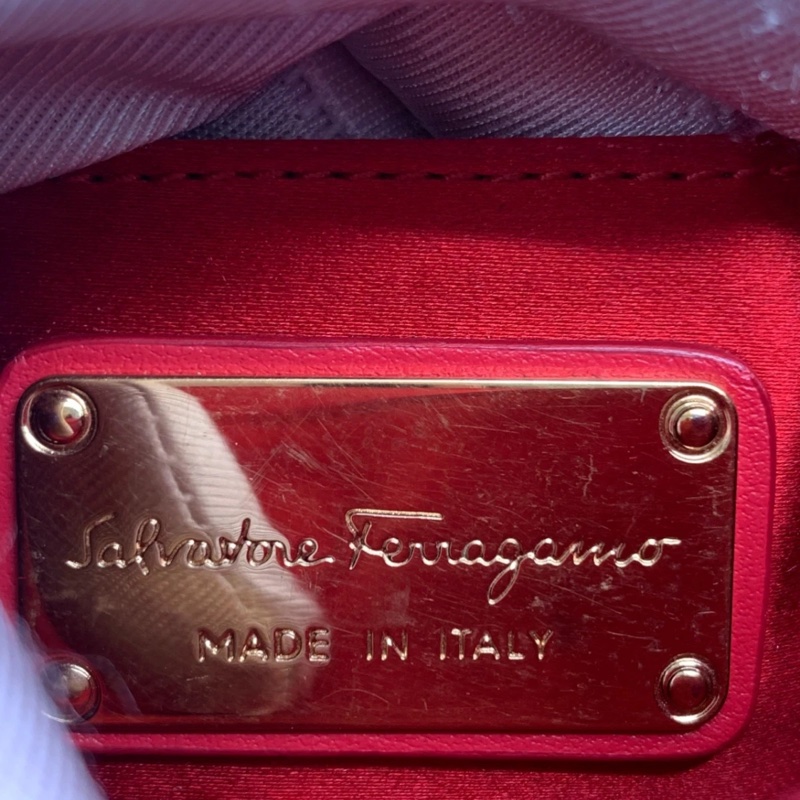 Salvatore Ferragamo Thalia鏈條單肩包 紅色 金扣-10