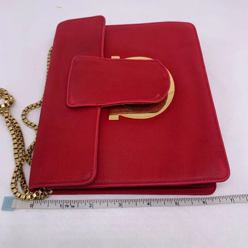 Salvatore Ferragamo Thalia鏈條單肩包 紅色 金扣-12