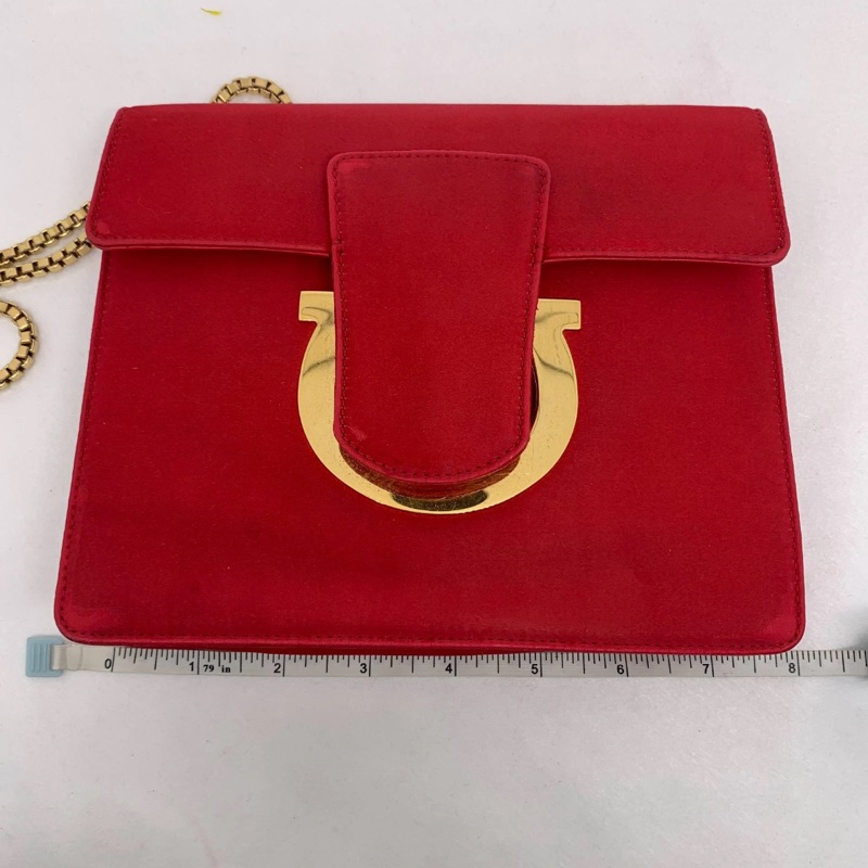 Salvatore Ferragamo Thalia鏈條單肩包 紅色 金扣-13