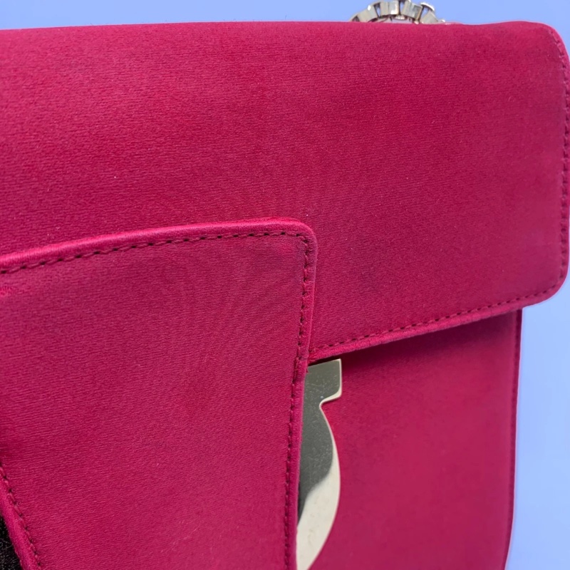 Salvatore Ferragamo Thalia鏈條單肩包 紅色 金扣-14