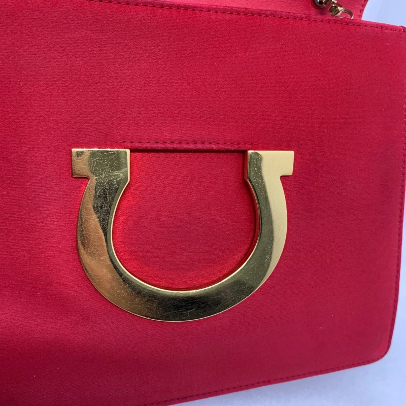 Salvatore Ferragamo Thalia鏈條單肩包 紅色 金扣-19