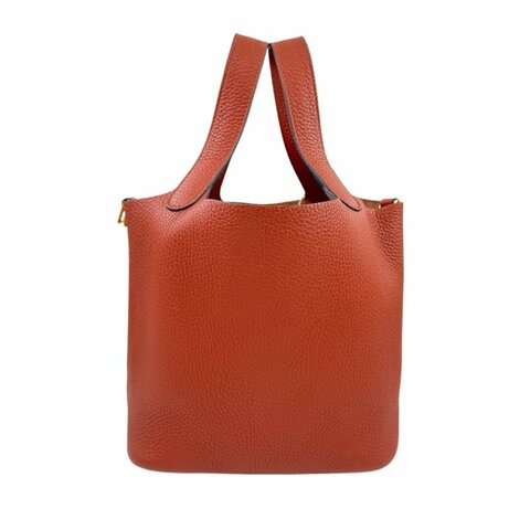 【2155】 愛馬仕 Hermès Picotin Lock 18 南瓜色菜籃子 手提包 TC皮 金扣