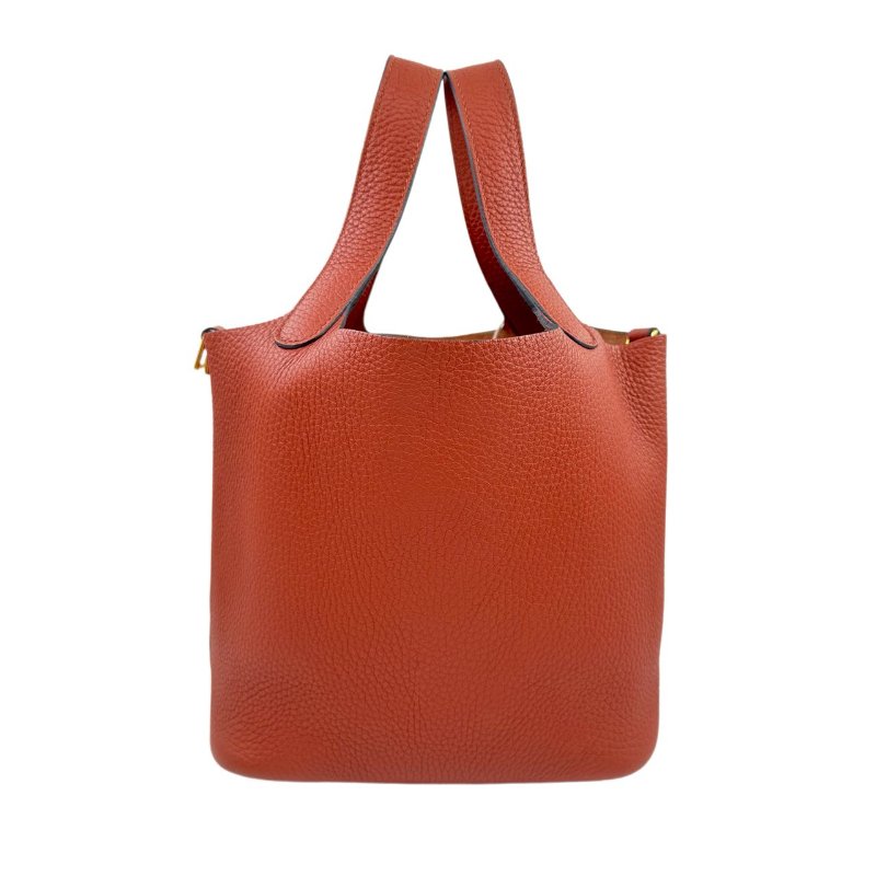 【2155】 愛馬仕 Hermès Picotin Lock 18 南瓜色菜籃子 手提包 TC皮 金扣-0