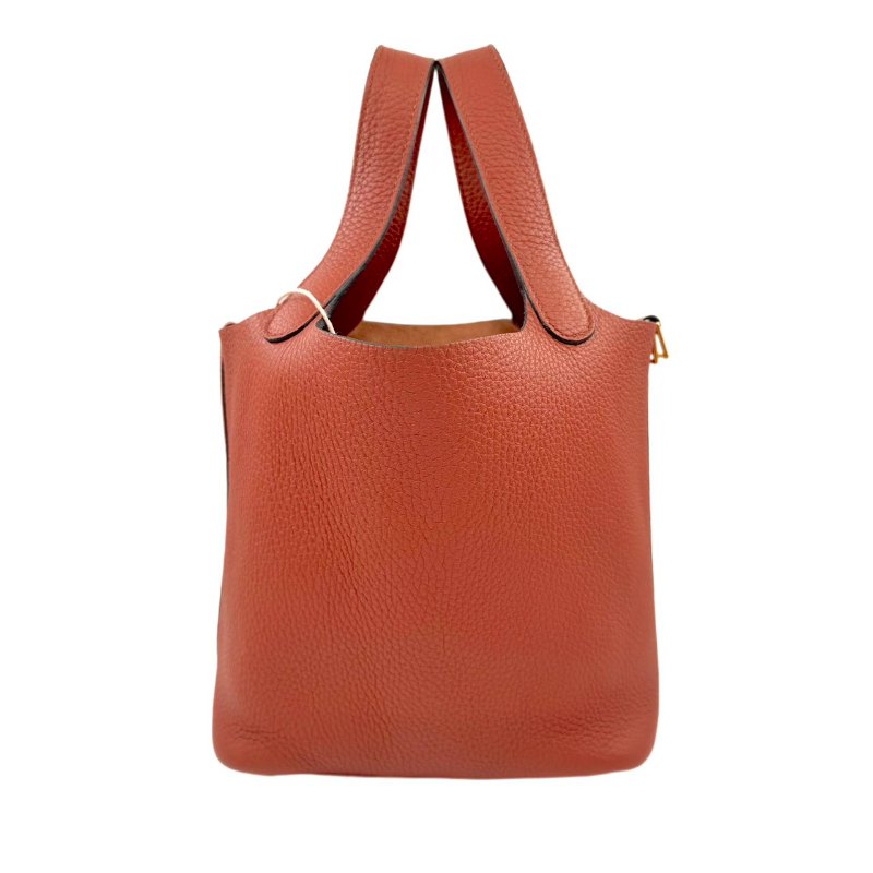 【2155】 愛馬仕 Hermès Picotin Lock 18 南瓜色菜籃子 手提包 TC皮 金扣-1