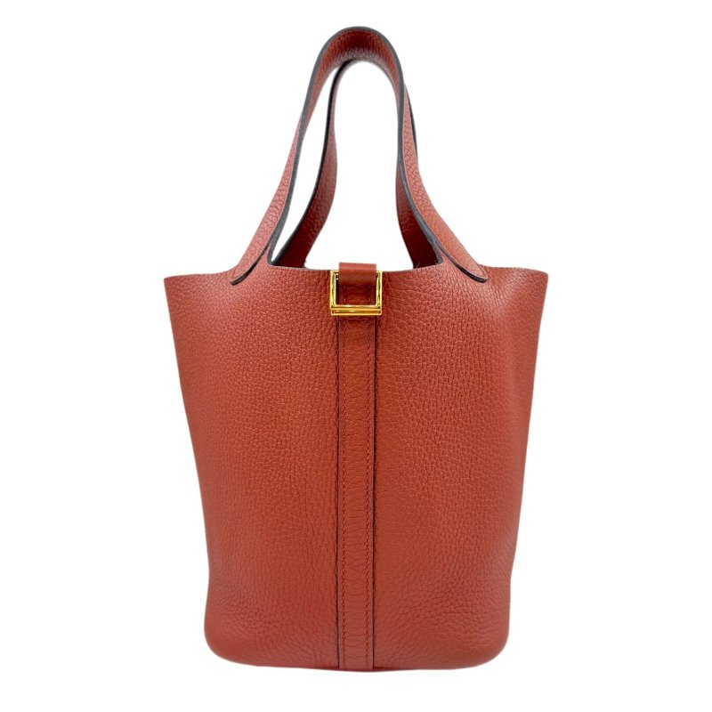 【2155】 愛馬仕 Hermès Picotin Lock 18 南瓜色菜籃子 手提包 TC皮 金扣-3