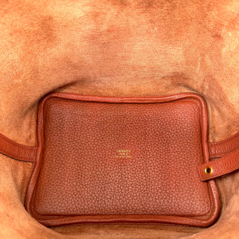 【2155】 愛馬仕 Hermès Picotin Lock 18 南瓜色菜籃子 手提包 TC皮 金扣-6