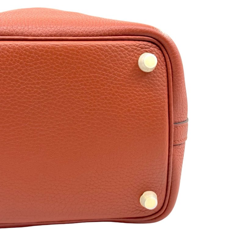 【2155】 愛馬仕 Hermès Picotin Lock 18 南瓜色菜籃子 手提包 TC皮 金扣-8