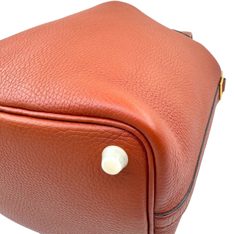 【2155】 愛馬仕 Hermès Picotin Lock 18 南瓜色菜籃子 手提包 TC皮 金扣-12