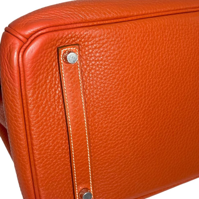 ［ 3531］ 愛馬仕  Hermès  BIRKIN 35 (三文魚色) 手提包 Togo 皮 銀扣-9