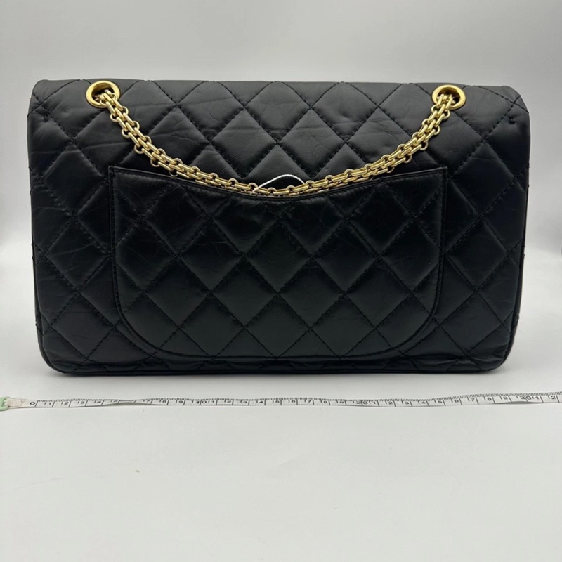 CHANEL香奈兒 2.55 雙蓋包 黑色皮革 女士單肩包 金色五金-1