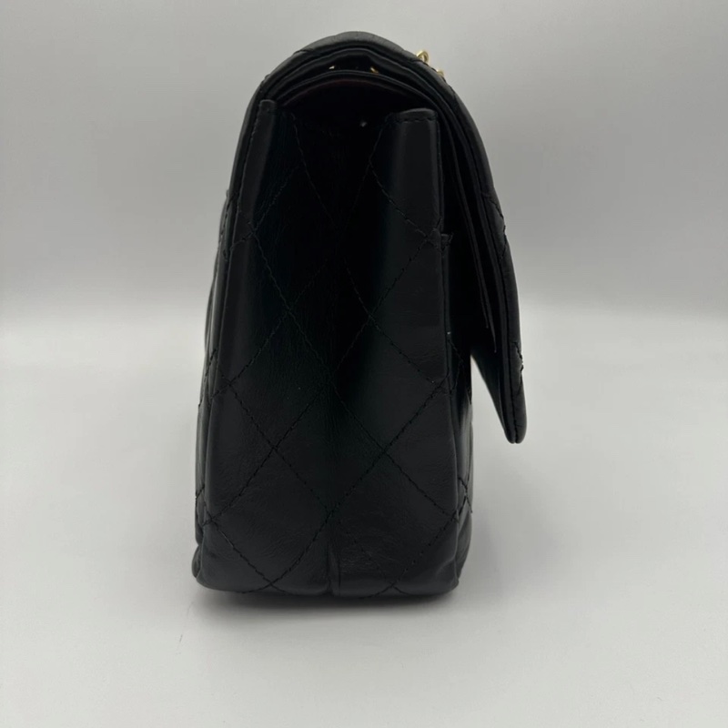 CHANEL香奈兒 2.55 雙蓋包 黑色皮革 女士單肩包 金色五金-2