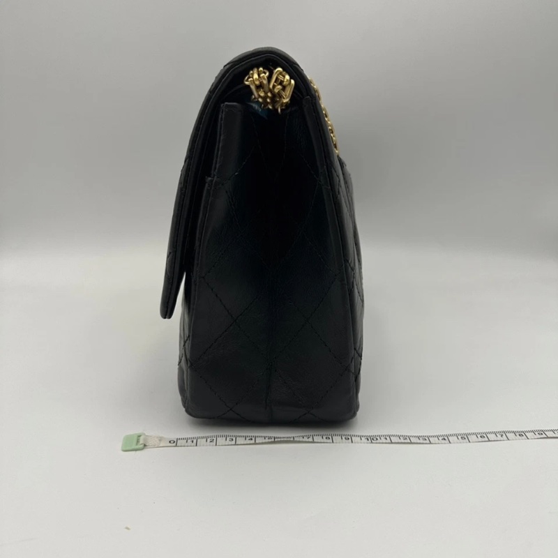 CHANEL香奈兒 2.55 雙蓋包 黑色皮革 女士單肩包 金色五金-3
