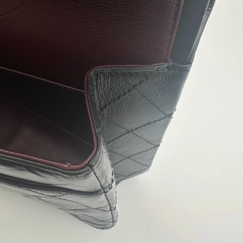 CHANEL香奈兒 2.55 雙蓋包 黑色皮革 女士單肩包 金色五金-10