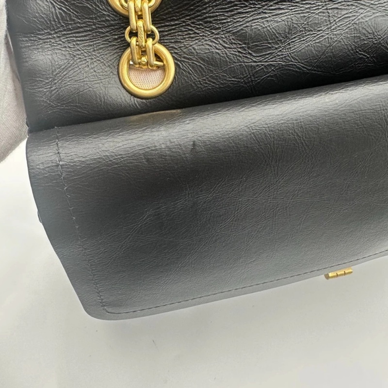 CHANEL香奈兒 2.55 雙蓋包 黑色皮革 女士單肩包 金色五金-17