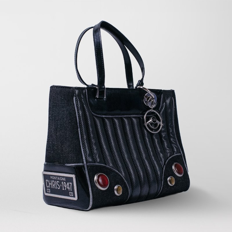 🧠小浮気見世物小屋🧠 絕版收藏級🇫🇷Dior by John Galliano 限量 Chris 1947 凱迪拉克包｜賽車透氣丹寧 × 金屬車牌-7