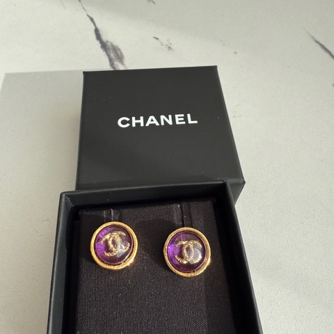 質感招財紫色💜香奈兒耳環