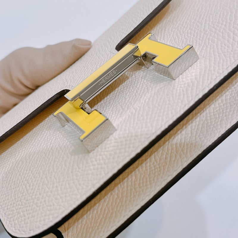 TW4571	Hermes 愛馬仕 康康卡包 小皮具 奶油白拼黃陶瓷面 Constnace Slim Wallet-7