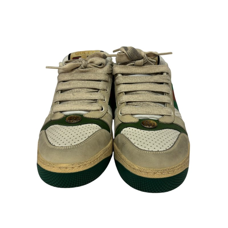 【美收精品】GUCCI 復古風綠橘白休閒鞋 4-564-2