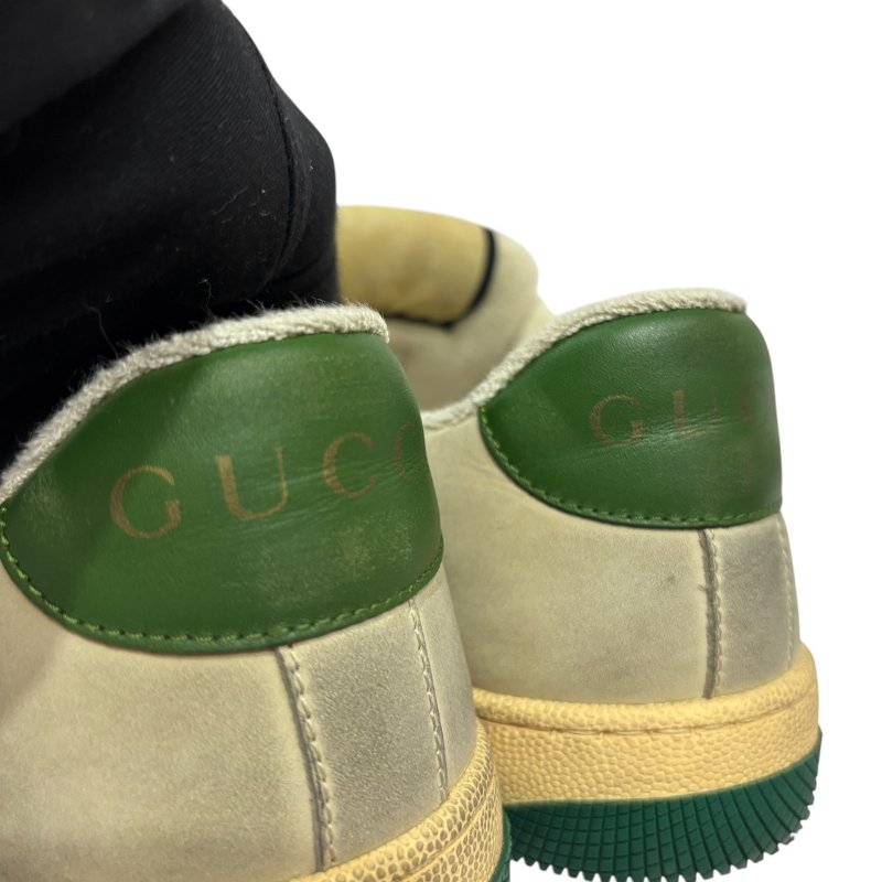【美收精品】GUCCI 復古風綠橘白休閒鞋 4-564-5