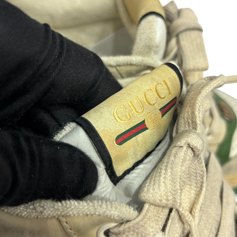 【美收精品】GUCCI 復古風綠橘白休閒鞋 4-564-10