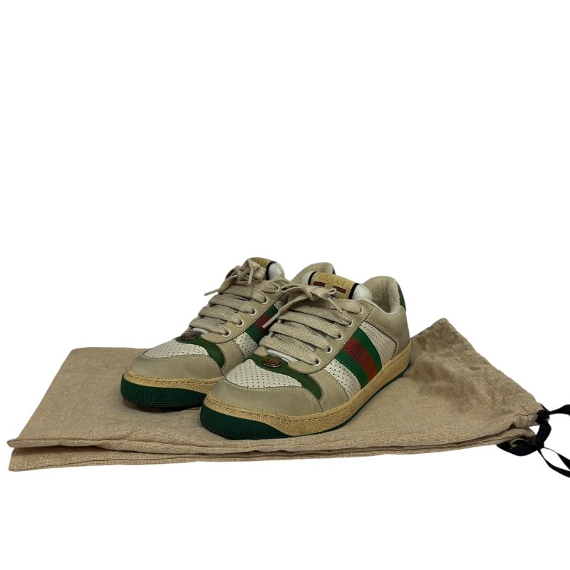 【美收精品】GUCCI 復古風綠橘白休閒鞋 4-564-11