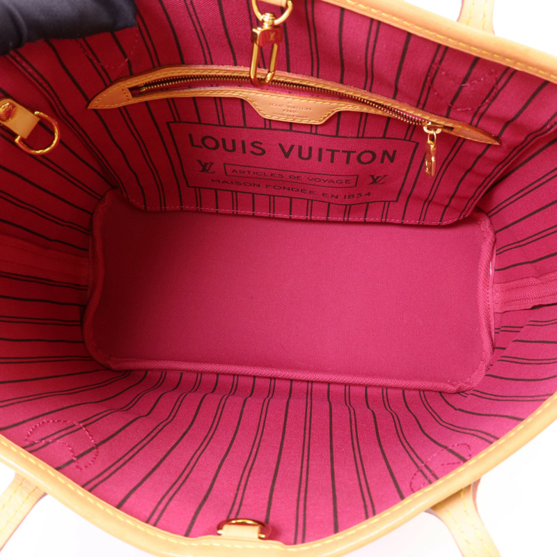 LOUIS VUITTON Monogram Neverfull PM金扣手挽袋棕色-5