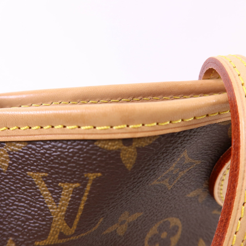 LOUIS VUITTON Monogram Neverfull PM金扣手挽袋棕色-13