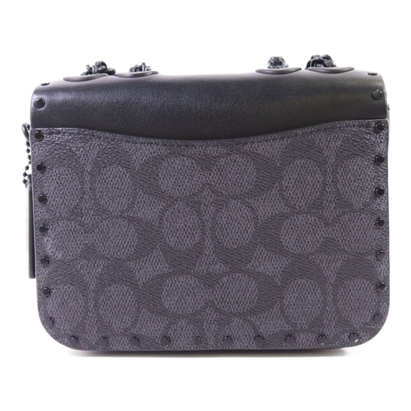 COACH 塗層帆布/牛皮皮革Mini Flap Crossbody Bag鏈帶肩背袋-1