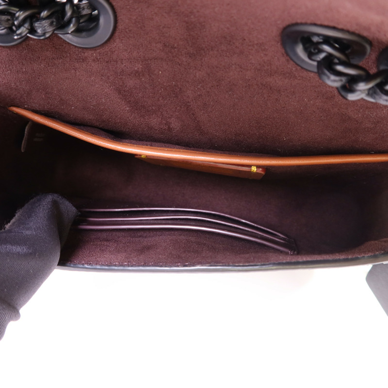 COACH 塗層帆布/牛皮皮革Mini Flap Crossbody Bag鏈帶肩背袋-6