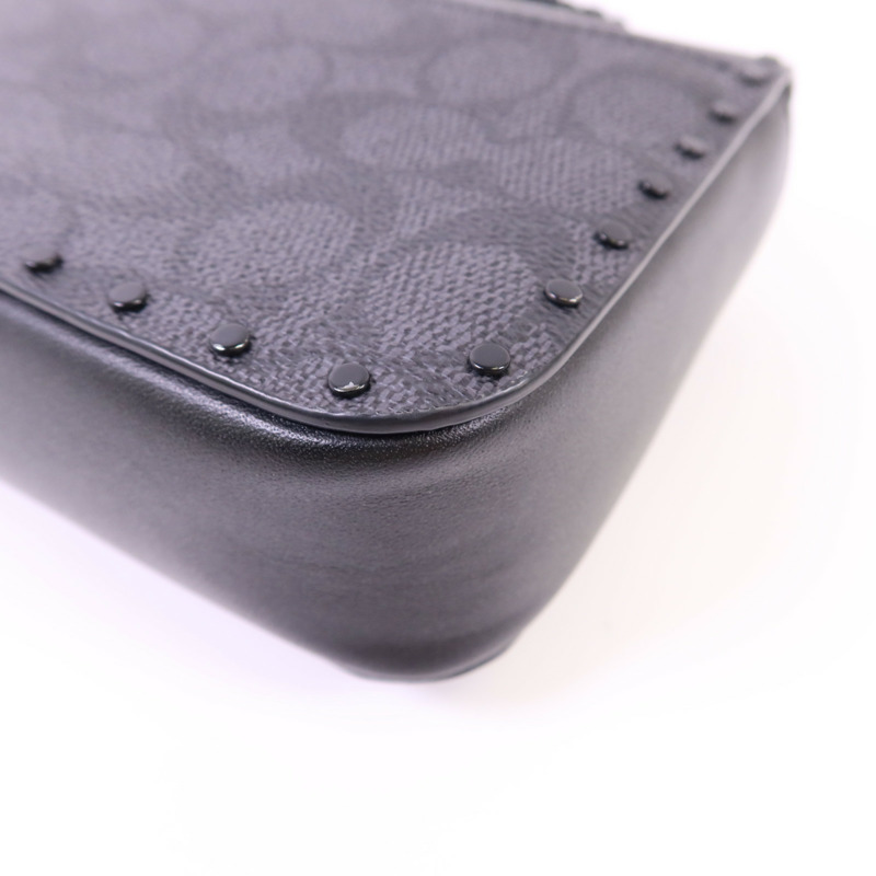 COACH 塗層帆布/牛皮皮革Mini Flap Crossbody Bag鏈帶肩背袋-13