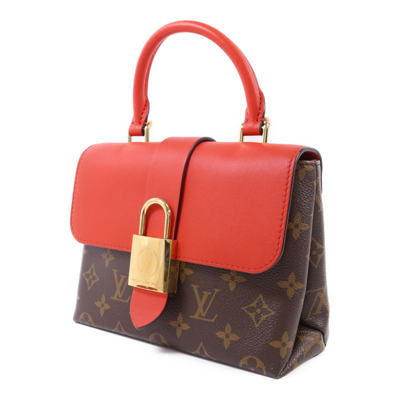 LOUIS VUITTON Monogram Locky BB金扣手挽肩背棕色/紅色-2