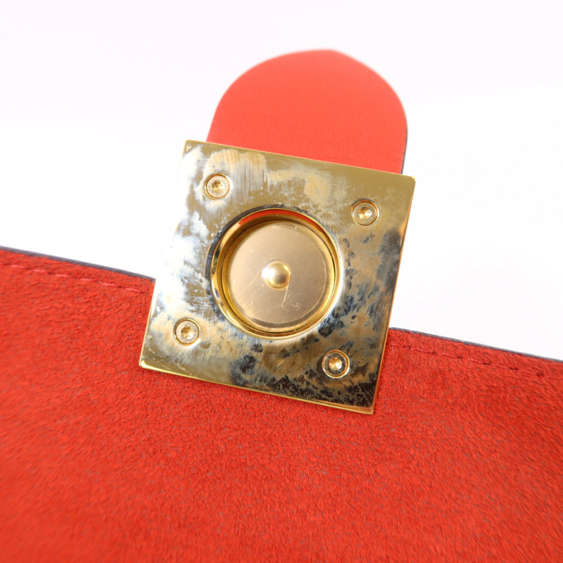 LOUIS VUITTON Monogram Locky BB金扣手挽肩背棕色/紅色-10