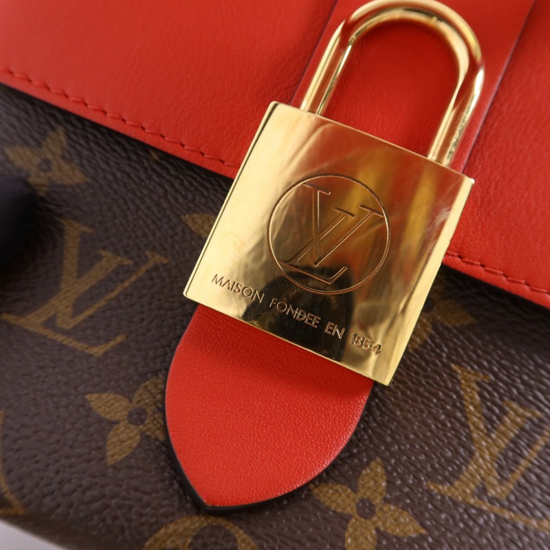 LOUIS VUITTON Monogram Locky BB金扣手挽肩背棕色/紅色-11