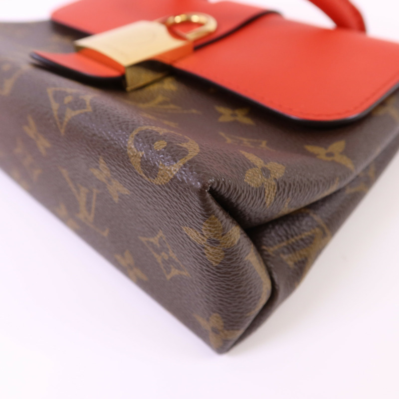 LOUIS VUITTON Monogram Locky BB金扣手挽肩背棕色/紅色-13