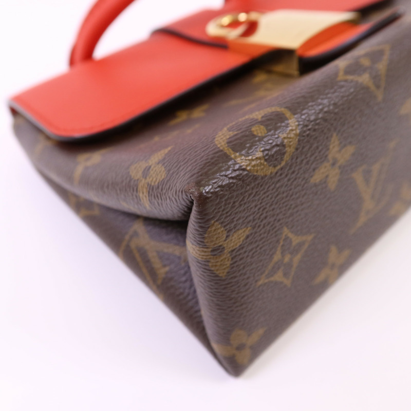 LOUIS VUITTON Monogram Locky BB金扣手挽肩背棕色/紅色-14