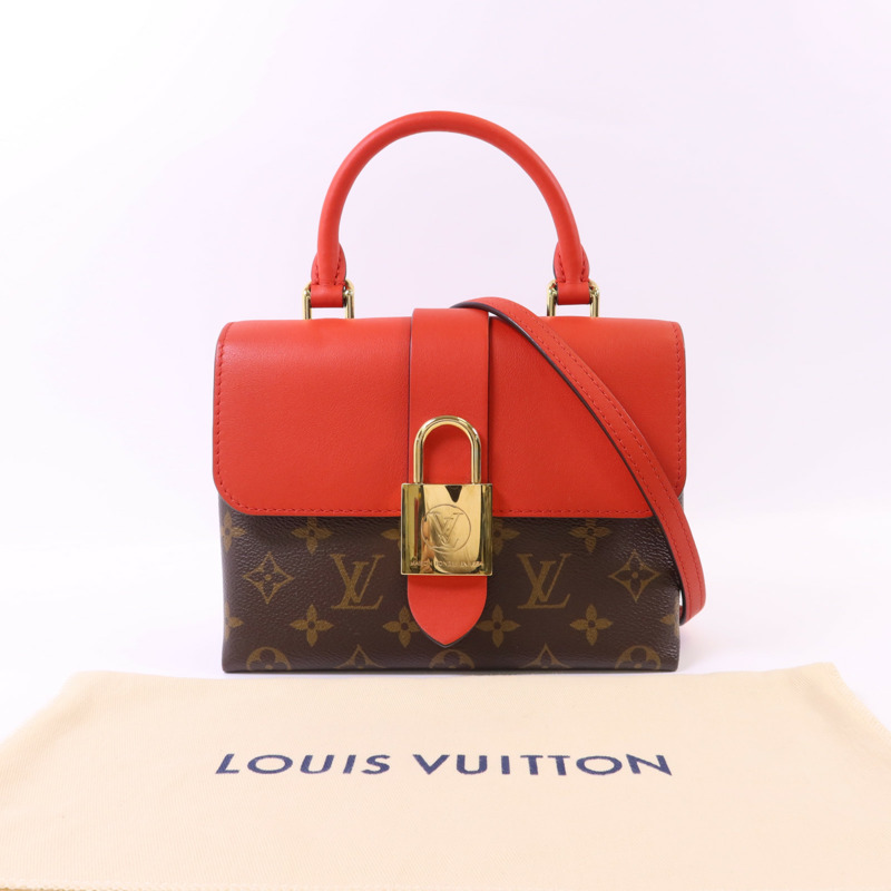LOUIS VUITTON Monogram Locky BB金扣手挽肩背棕色/紅色-18