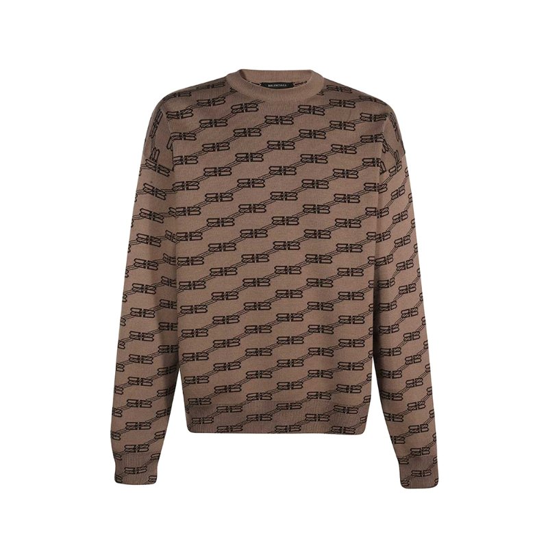 Balenciaga BB Monogram Sweater for Men in Brown - 733859-T3253-9378 ( Size: S / M / L )-0